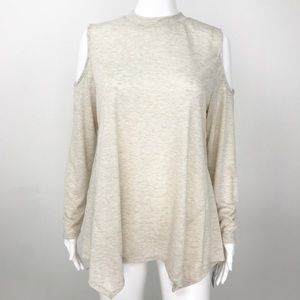 Style & Co Sparkle Knit Cold Shoulder Top